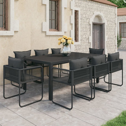 9-Delige Tuinset Pvc-Rattan Zwart 184.5 cm tafellengte