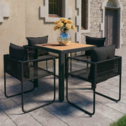 Tuinset 5-delig PVC-rattan zwart bruin