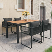 Tuinset 5-delig PVC-rattan zwart bruin