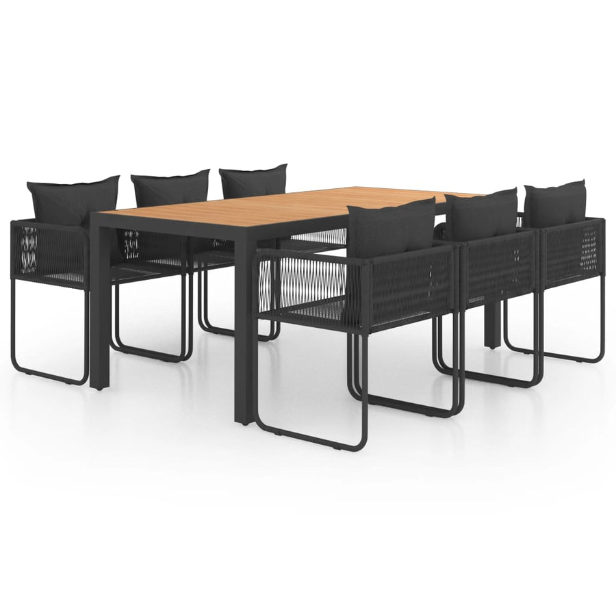 Tuinset Pvc-Rattan 7 184.5 cm tafellengte Zwart en bruin