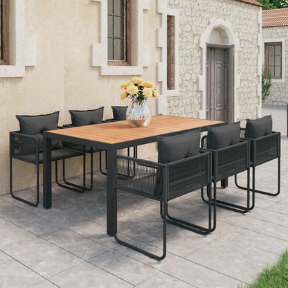 Tuinset Pvc-Rattan 7 184.5 cm tafellengte Zwart en bruin