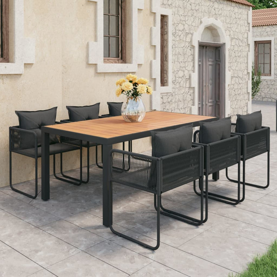 Tuinset Pvc-Rattan 7 184.5 cm tafellengte Zwart en bruin