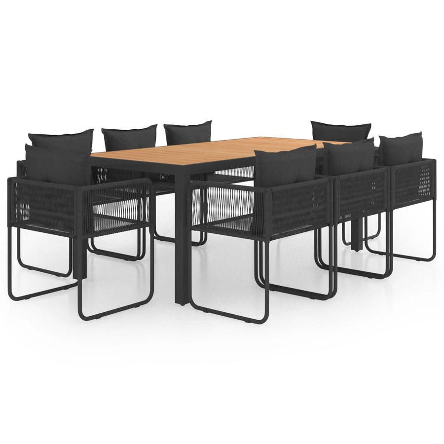 Tuinset Pvc-Rattan 9 184.5 cm tafellengte Zwart en bruin