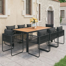 Tuinset Pvc-Rattan 9 184.5 cm tafellengte Zwart en bruin