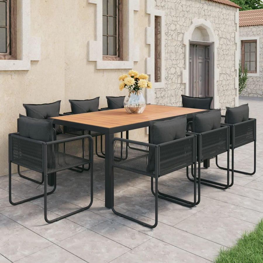 Tuinset Pvc-Rattan 9 184.5 cm tafellengte Zwart en bruin