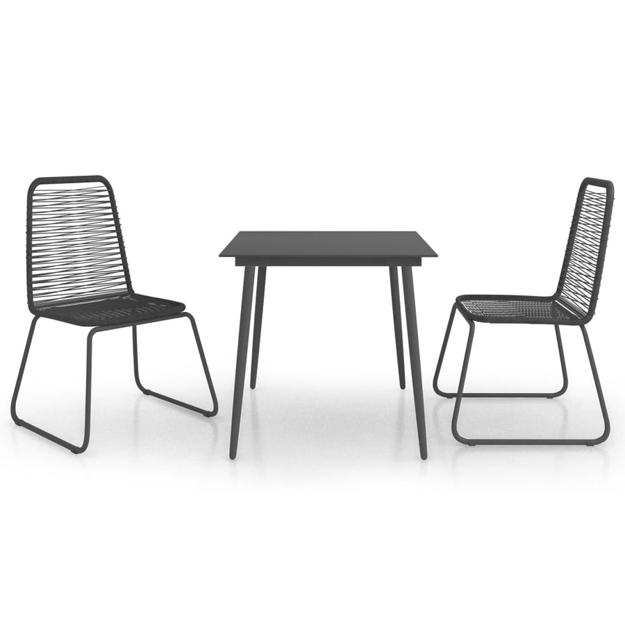 -Delige Tuinset Pvc-Rattan Zwart 3 80 cm tafellengte