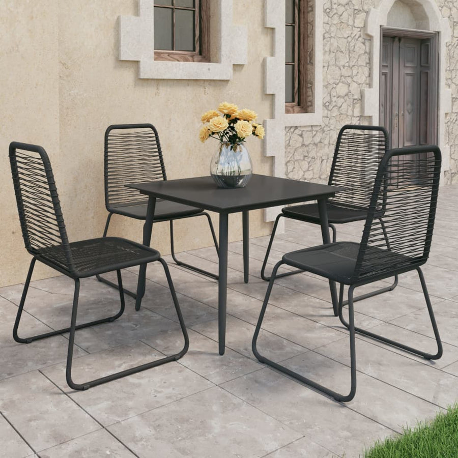 5-Delige Tuinset Pvc-Rattan Zwart 4