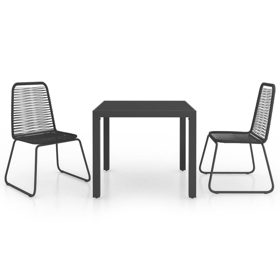 -Delige Tuinset Pvc-Rattan 3 79 cm tafellengte Zwart