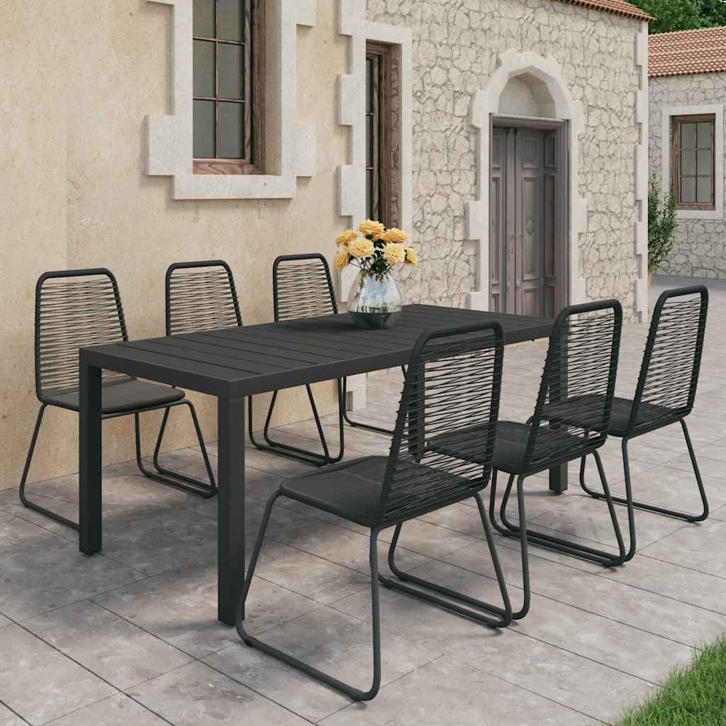 7-delige Tuinset PVC-rattan zwart