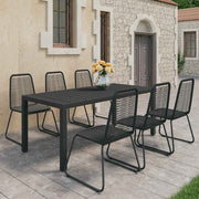 Tuinset 7-delig PVC-rattan zwart