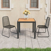 3-piece Outdoor Lounge Set PVC-Poly Rattan Black and Brown
