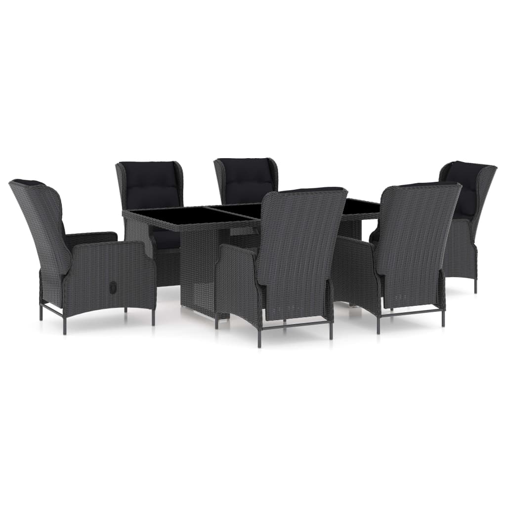 -Delige Tuinset Met Kussens Poly Rattan 7 Donkergrijs en bruin