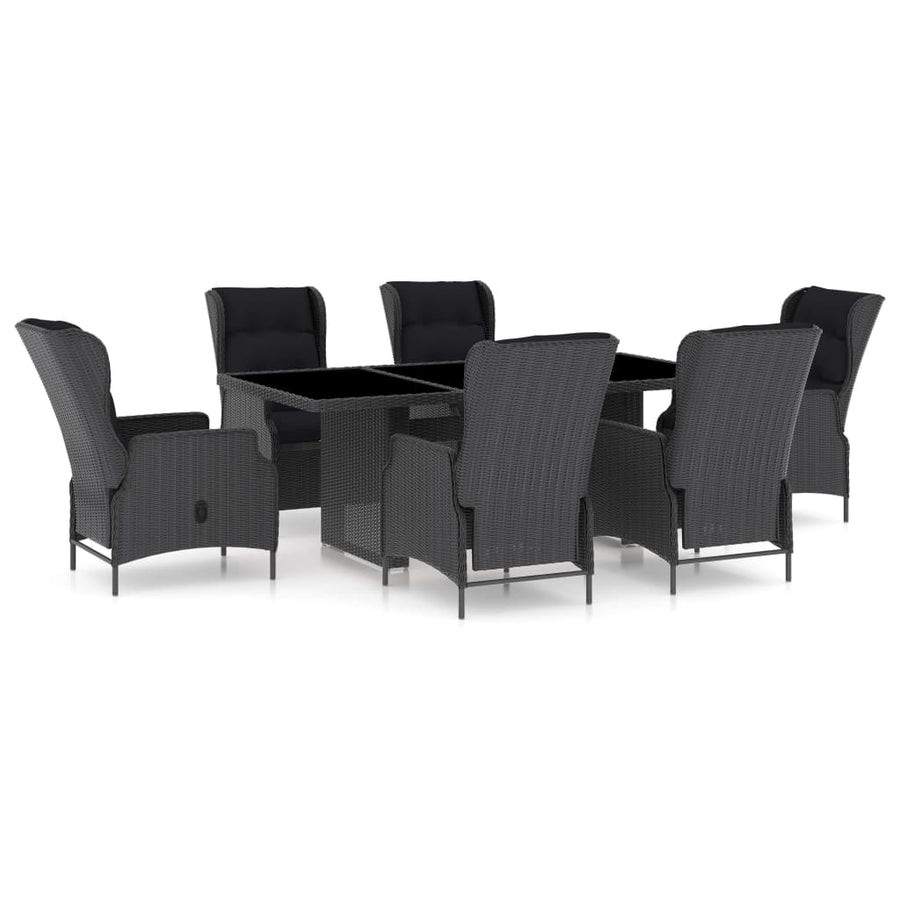 -Delige Tuinset Met Kussens Poly Rattan 7 Donkergrijs en bruin