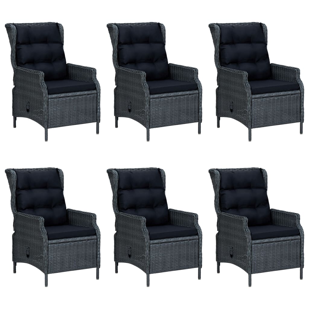 -Delige Tuinset Met Kussens Poly Rattan 7 Donkergrijs en bruin