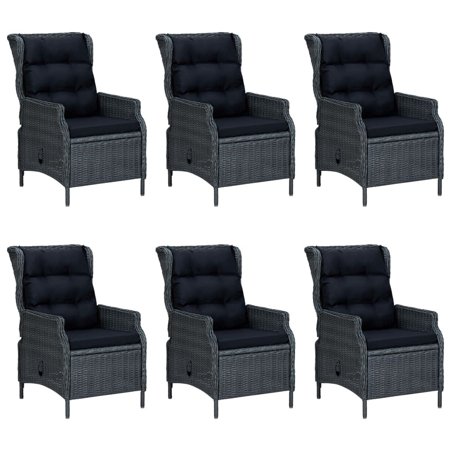 -Delige Tuinset Met Kussens Poly Rattan 7 Donkergrijs en bruin