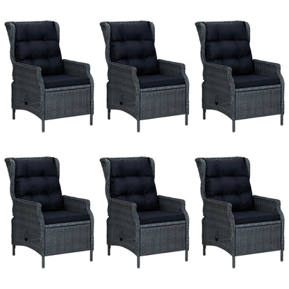 -Delige Tuinset Met Kussens Poly Rattan 7 Donkergrijs en zwart