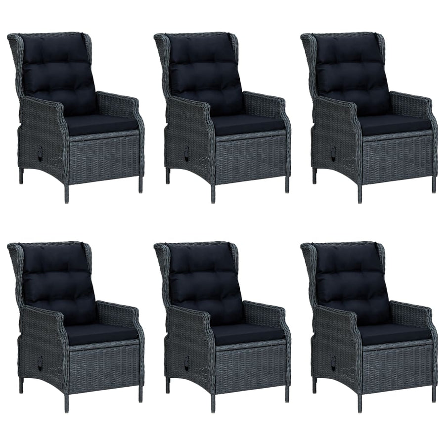 -Delige Tuinset Met Kussens Poly Rattan 7 Donkergrijs en zwart