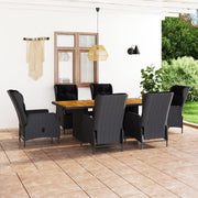 Tuinset 7-delig poly rattan donkergrijs met kussens