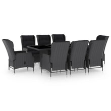 -Delige Tuinset Met Kussens Poly Rattan 9 Donkergrijs en bruin