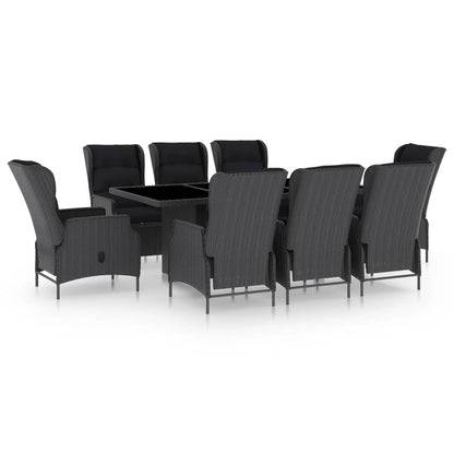 -Delige Tuinset Met Kussens Poly Rattan 9 Donkergrijs en bruin