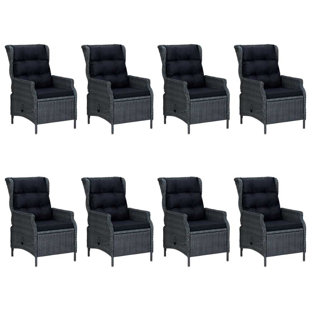 -Delige Tuinset Met Kussens Poly Rattan 9 Donkergrijs en bruin