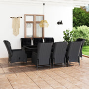Tuinset 9-delig poly rattan donkergrijs