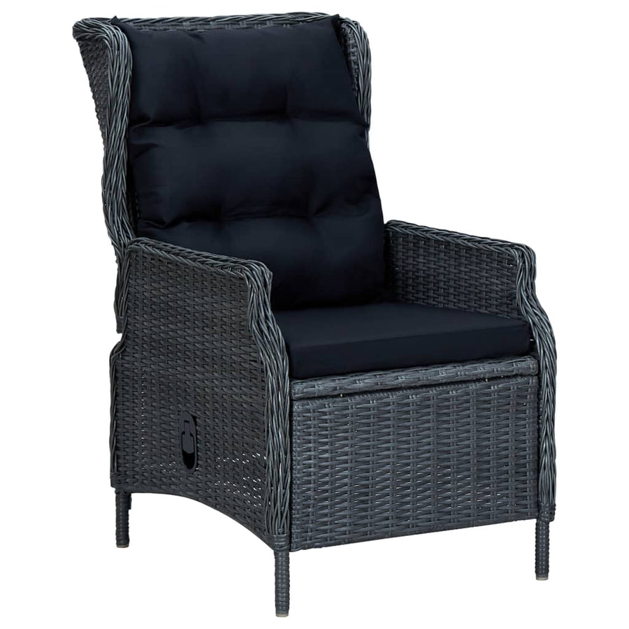 -Delige Tuinset Met Kussens Poly Rattan 9 Donkergrijs en zwart
