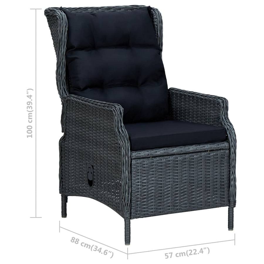 -Delige Tuinset Met Kussens Poly Rattan 9 Donkergrijs en zwart