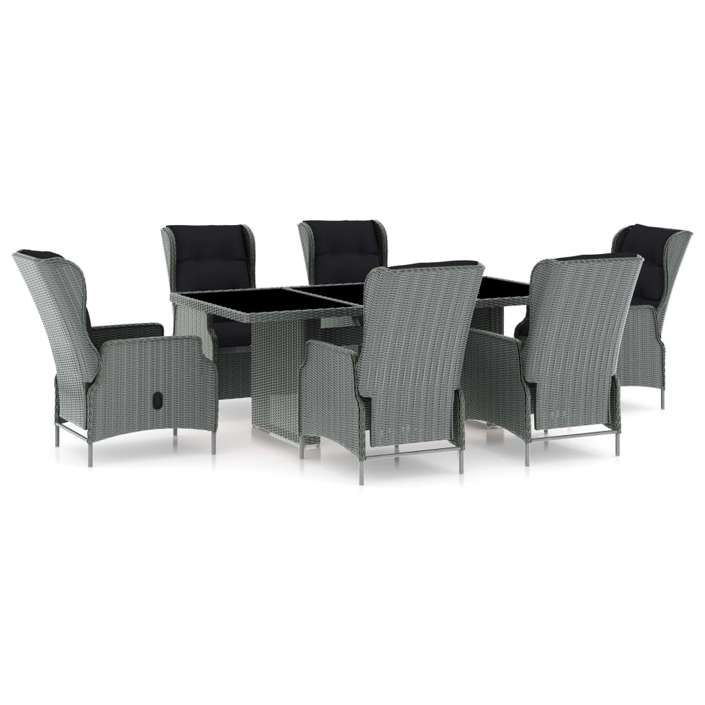 Tuinset Met Kussens Poly Rattan 7 Lichtgrijs en bruin