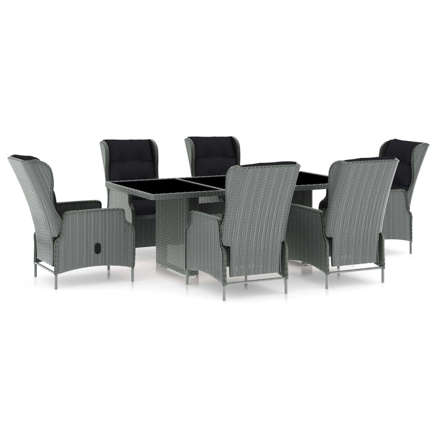 Tuinset Met Kussens Poly Rattan 7 Lichtgrijs en bruin