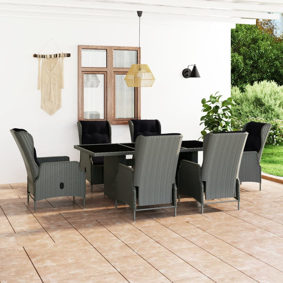 Tuinset Met Kussens Poly Rattan 7 Lichtgrijs en bruin