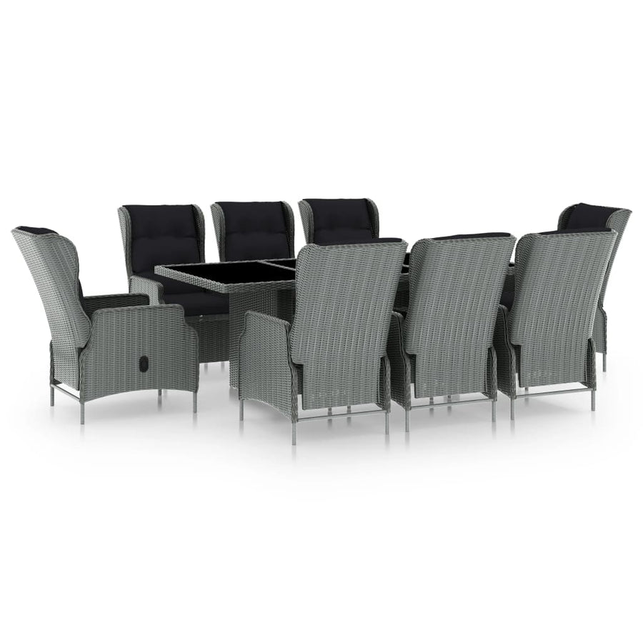 Tuinset Met Kussens Poly Rattan 9 Lichtgrijs en bruin