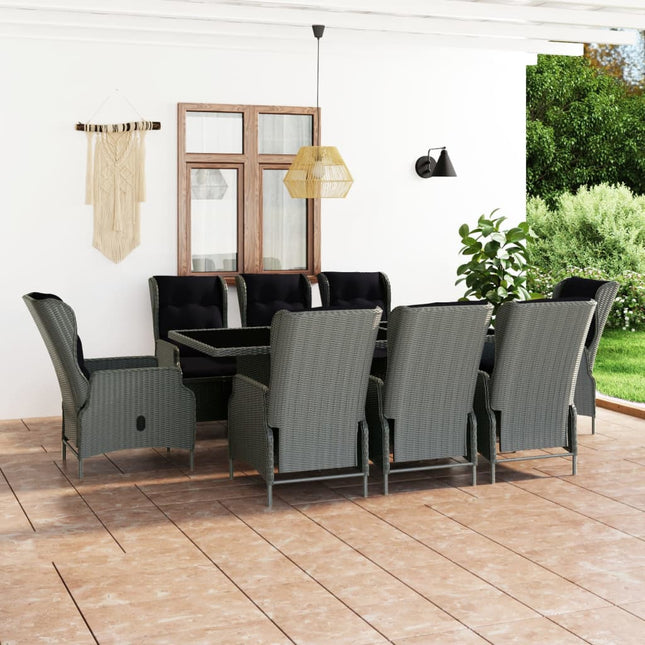 -Delige Tuinset Met Kussens Poly Rattan 9 Lichtgrijs en bruin