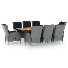 Tuinset Met Kussens Poly Rattan Lichtgrijs 9 light grey and black