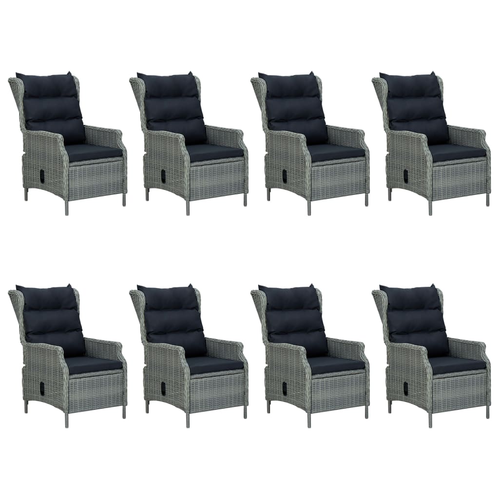 Tuinset Met Kussens Poly Rattan Lichtgrijs 9 light grey and black