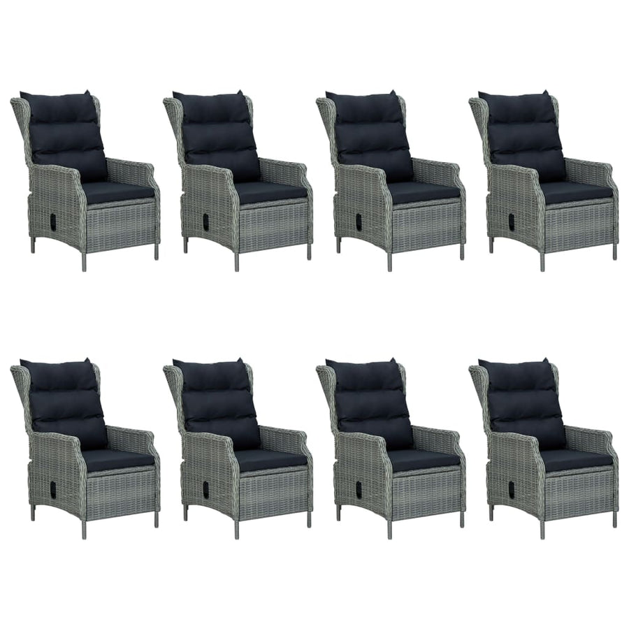 Tuinset Met Kussens Poly Rattan Lichtgrijs 9 light grey and black