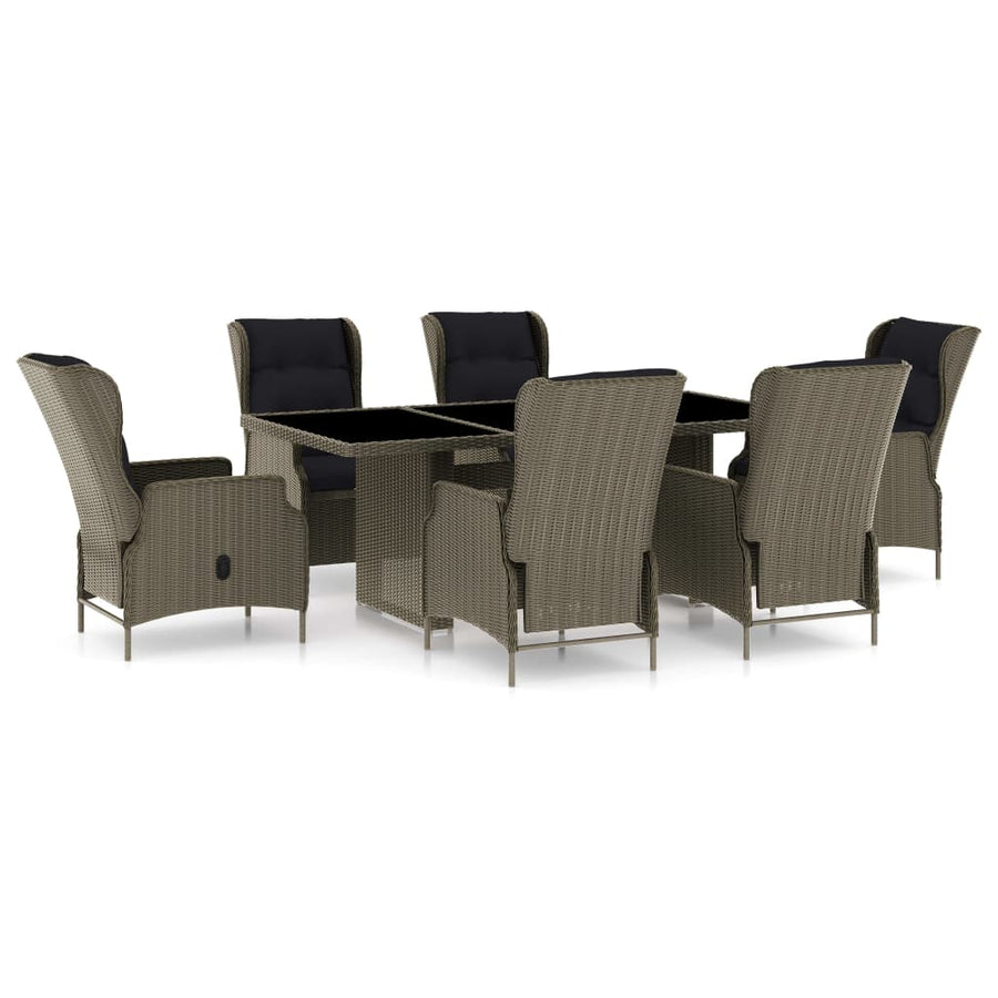 Tuinset Met Kussens Poly Rattan 7 Bruin en zwart