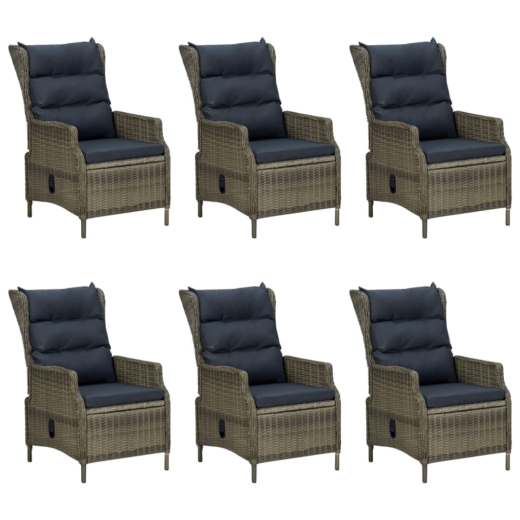 Tuinset Met Kussens Poly Rattan 7 Bruin en zwart