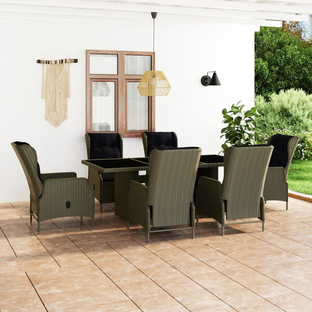 -Delige Tuinset Met Kussens Poly Rattan 7 Bruin en zwart