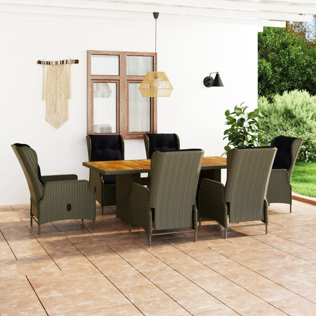 -Delige Tuinset Met Kussens Poly Rattan 7 Bruin