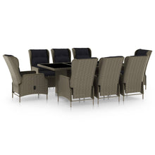 Tuinset Met Kussens Poly Rattan 9 Bruin en zwart