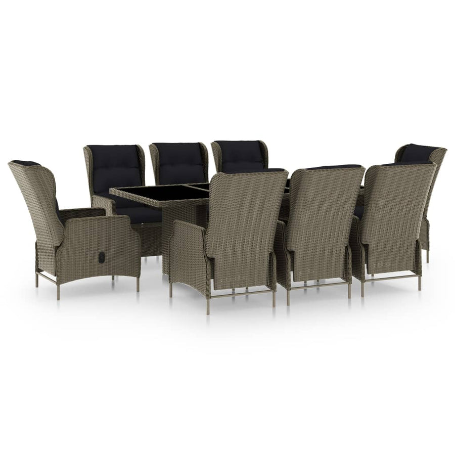 Tuinset Met Kussens Poly Rattan 9 Bruin en zwart