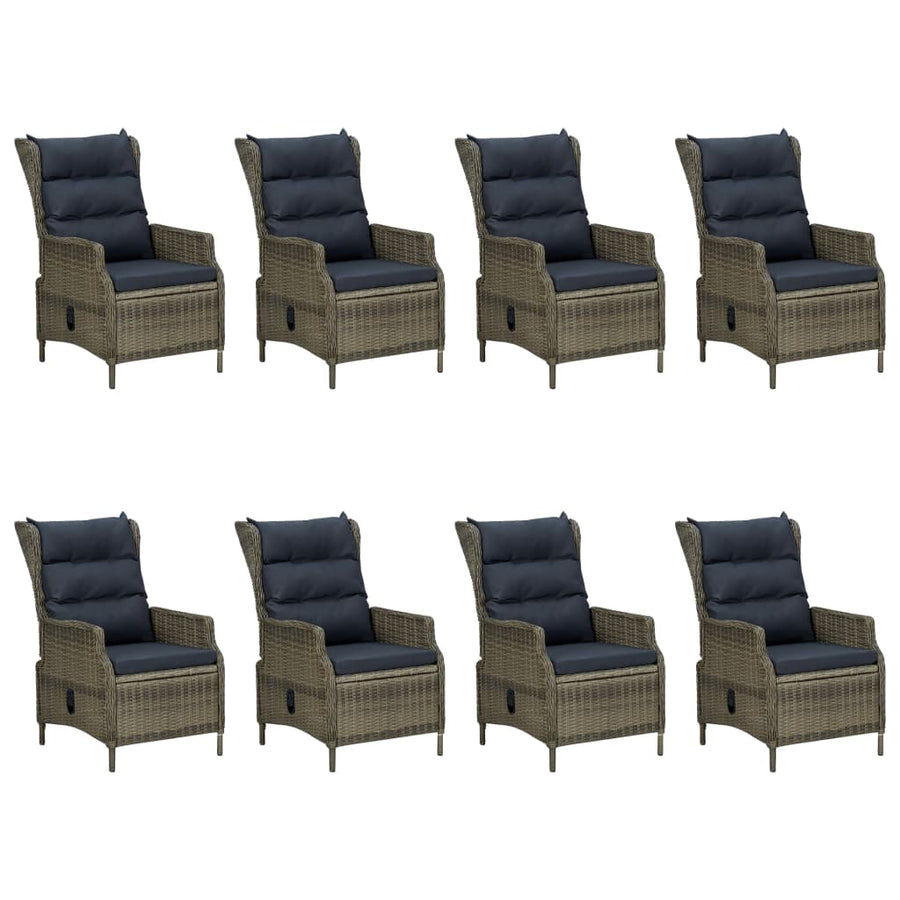 Tuinset Met Kussens Poly Rattan 9 Bruin en zwart