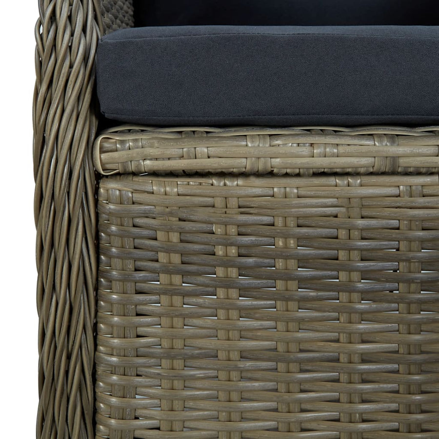 Tuinset Met Kussens Poly Rattan 9 Bruin en zwart