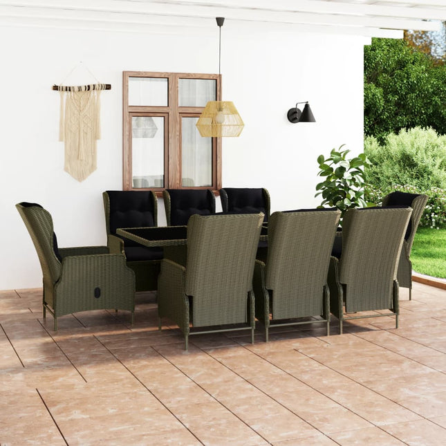 -Delige Tuinset Met Kussens Poly Rattan 9 Bruin en zwart