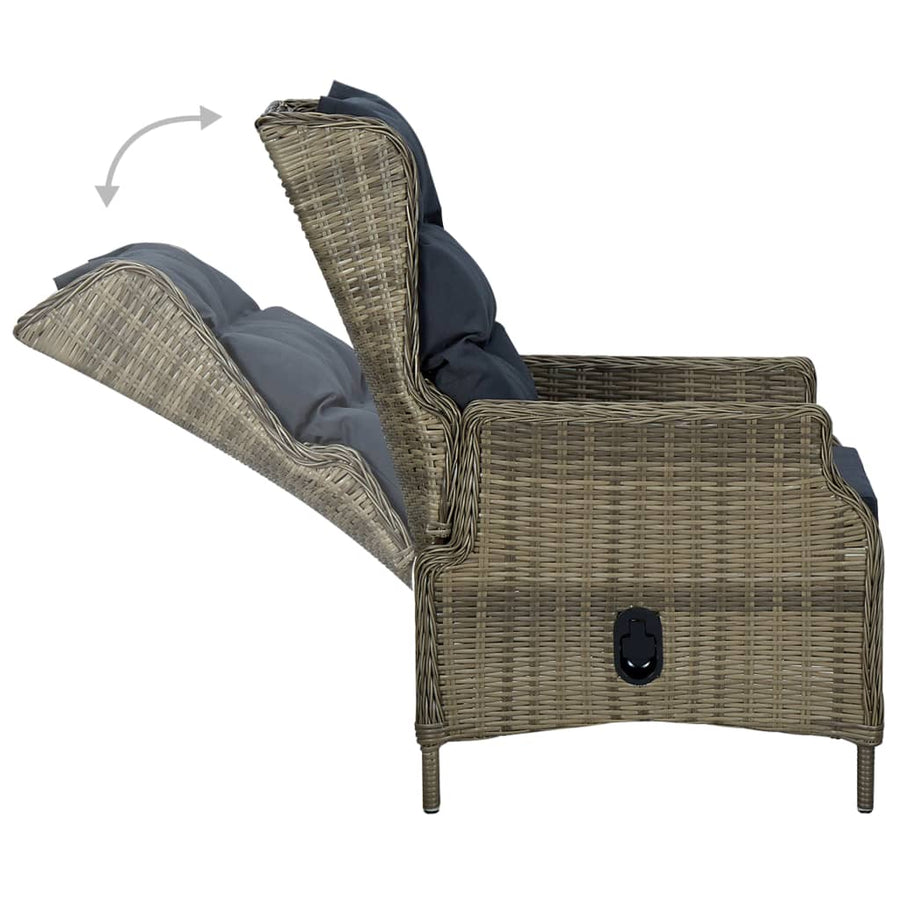 Tuinset Met Kussens Poly Rattan 9 Bruin