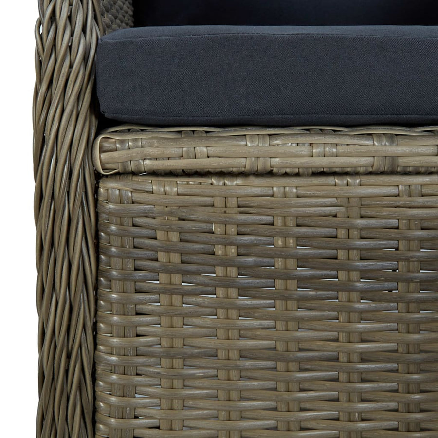 Tuinset Met Kussens Poly Rattan 9 Bruin