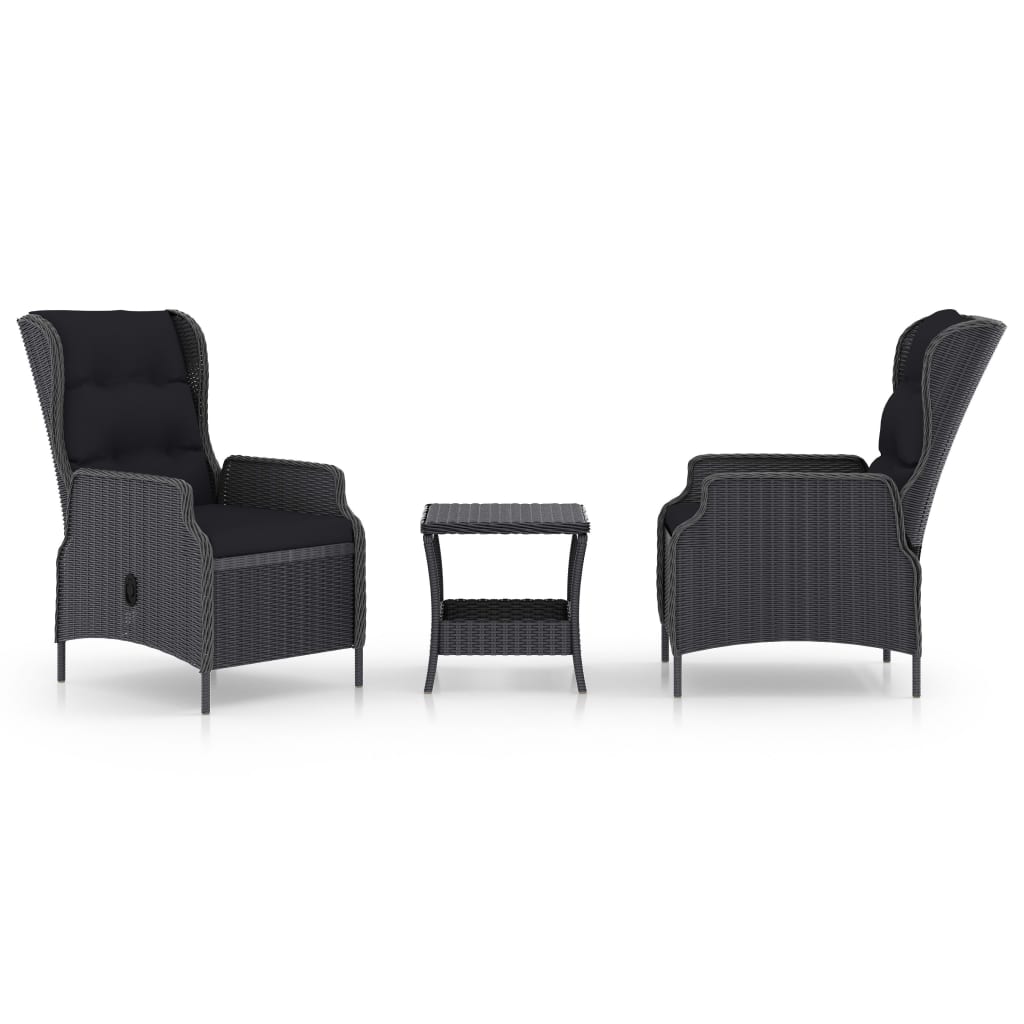 -Delige Loungeset Met Kussens Poly Rattan Donkergrijs