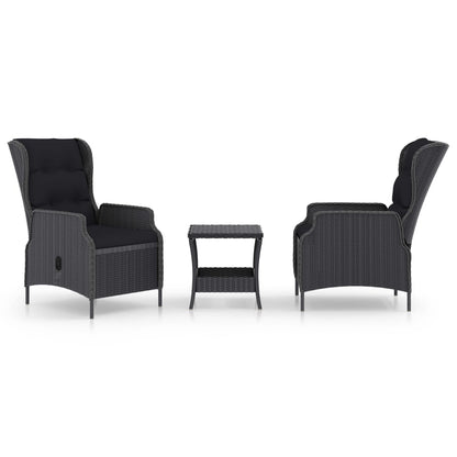 -Delige Loungeset Met Kussens Poly Rattan Donkergrijs