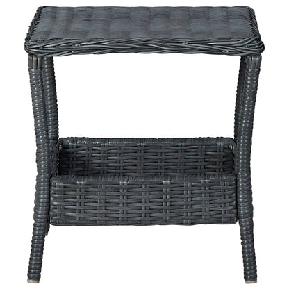 -Delige Loungeset Met Kussens Poly Rattan Donkergrijs